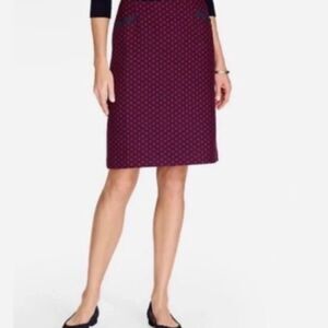 NWT Talbots Wool Blend Pencil Navy Blue Red Polka Dot Skirt Size 6P Petite